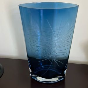 Blue etched vase